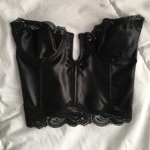 Vintage black silk corset bra